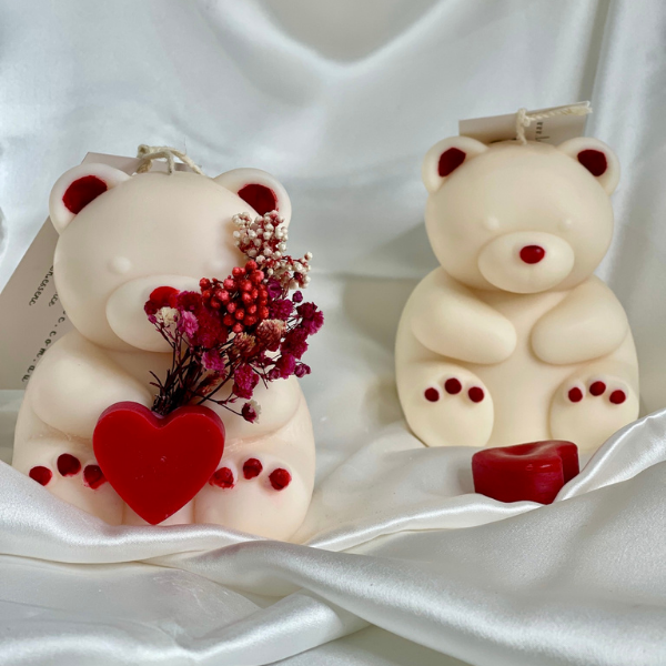  Teddy Bear Candle, Rose Teddy Bear Soy Candle, Valentine's  Day Gift